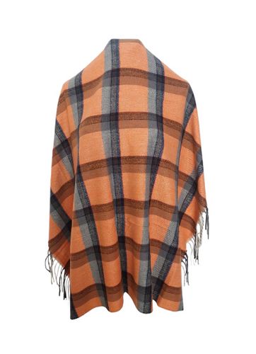 Ciepła Jesienno-Zimowa Chusta W Modną Kratę Szal Pomarańczowa na Arena.pl