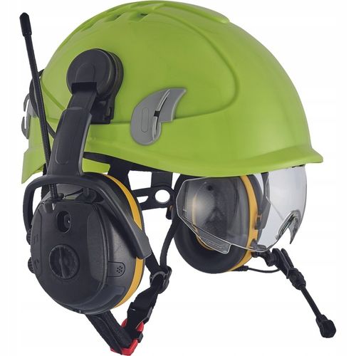 KASK OCHRONNY HEŁM WENTYLOWANY Z OKULARAMI BIAŁY KASK BUDOWLANY BHP LEKKI na Arena.pl