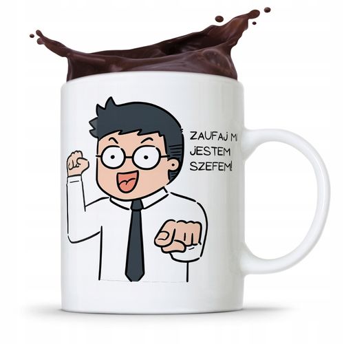 Kubek Prezent Dla Szefa Zaufaj Mi! Jestem Szefem Z Nadrukiem Ze Zdjęciem na Arena.pl