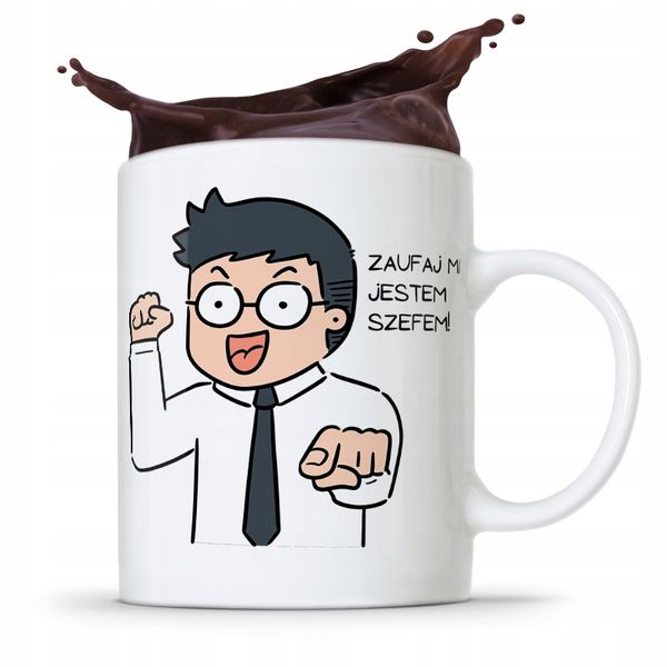 Kubek Prezent Dla Szefa Zaufaj Mi! Jestem Szefem Z Nadrukiem Ze Zdjęciem zdjęcie 1