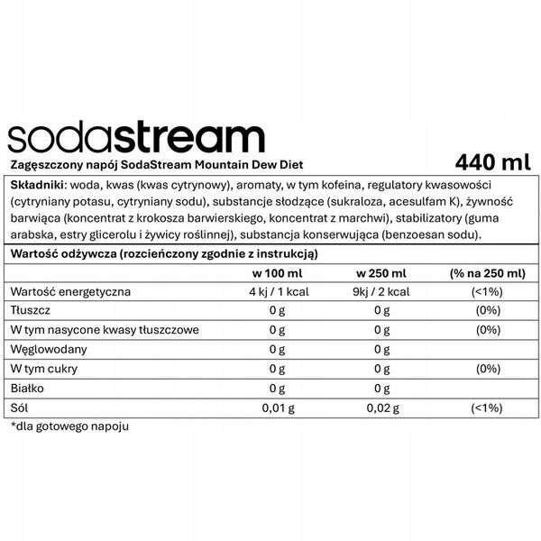 ZESTAW 2SZT MOUNTAIN DEW LIGHT ZERO Syrop SodaStream zdjęcie 10