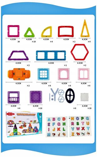 KLOCKI MAGNETYCZNE KONSTRUKCYJNE 3D ZESTAW 128 ELEMENTÓW DLA DZIECKA na Arena.pl