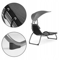 LEŻAK OGRODOWY FOTEL LEŻANKA Z DASZKIEM SZARY MODERN HOME