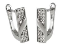 Eleganckie rodowane klasyczne srebrne kolczyki białe cyrkonie srebro 925 K2496