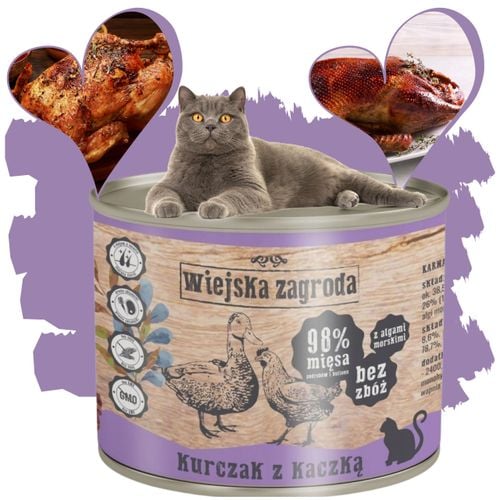 karma mokra dla kota kurczak kaczka 200g wiejska zagroda bez zbóż i glutenu na Arena.pl