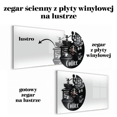 Zegar Ścienny z płyty winylowej na lustrze JEDZENIE  19 wzorów 59x29cm na Arena.pl