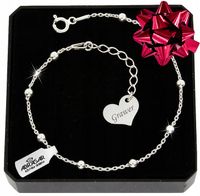 SREBRNA BRANSOLETKA KULKI 925 + SERCE GRAWER na PREZENT DLA NIEJ
