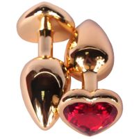 Ekskluzywny Korek Analny Z Czerwonym Kryształem Gold Diamond Plug Heart Red
