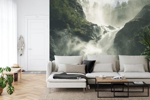 Fototapeta A Flowing Waterfall In Norway Tapeta Samoprzylepna 368x280 na Arena.pl