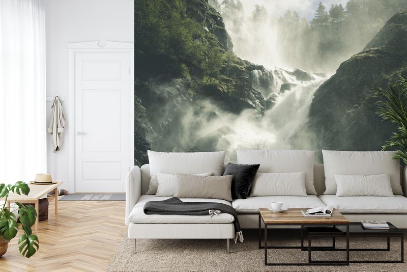 Emaga Fototapeta A Flowing Waterfall In Norway Tapeta Samoprzylepna 368x280 zdjęcie 8