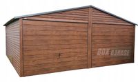 GARAŻ BLASZANY 6m x 5m - Drewnopodobny 2x Brama uchylna - profil Zamknięty BOX134 6x5