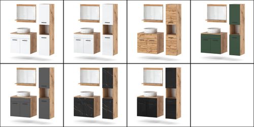 Zestaw Mebli Do Łazienki 90cm Szafka Umywalka Lustro Słupek Wotan Biały na Arena.pl