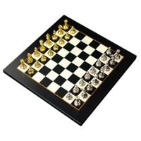 Szachy Italfama Mignon Fiorito 30x30cm Cynk-Zloto 24K-Srebro 925 Krol 4.8cm