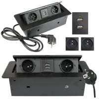 GNIAZDO WPUSZCZANE CHOWANE W BLAT USB 2x NA KLIK