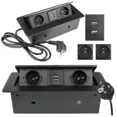 GNIAZDO WPUSZCZANE CHOWANE W BLAT USB 2x NA KLIK