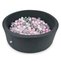 Suchy basen 110x40cm grafitowy z piłeczkami 500szt (jasnoróżowe, białe, srebrne, przezroczyste)