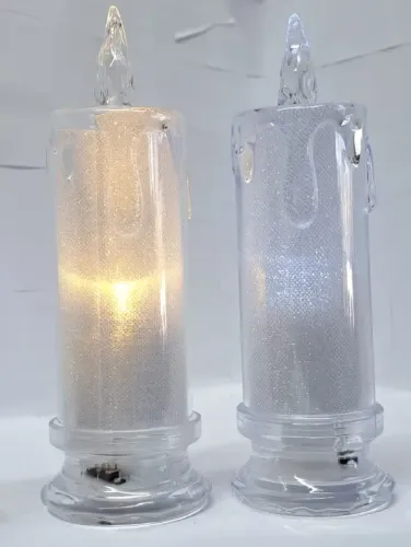 Świeca diamentowa LED 6.5x18cm o delikatnym białym świetle na baterie Barwa światła - Zimna (ok 6000k) na Arena.pl