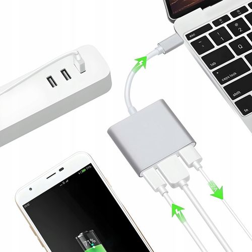 PRZEJŚCIÓWKA ADAPTER 3W1 USB-C 4K HDMI HUB USB 3.0 KONWERTER 100W 3A na Arena.pl