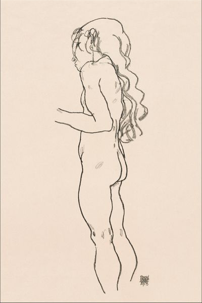 Standing Nude Girl, Facing Left, Egon Schiele - plakat 59,4x84,1 cm zdjęcie 1
