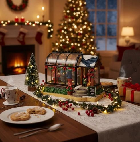 Zimowe miasteczko Ozdoba świąteczna zimowa wioska Herbaciarnia + LED na Arena.pl