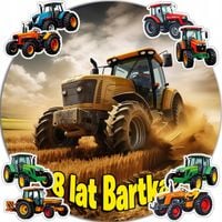 OPŁATEK NA TORT 20CM - TRAKTOR DEKORACJA URODZINOWA + IMIĘ 15CM 18CM