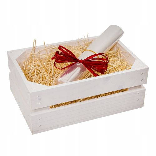 Koszyk Prezentowy Zestaw Skrzynka Drewniana Biała Pudełko Box Biały na Arena.pl