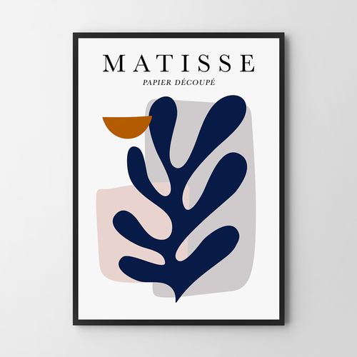 Plakat granatowy liść matisse 21x29,7 cm A4 na Arena.pl
