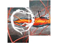 60X60CM ZEGAR TANIEC PŁOMIENIACH OBRAZ DREWNO ŚCIAN KWADRAT