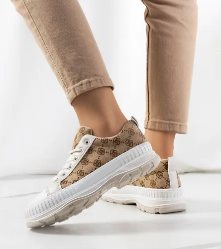 Beżowe sneakersy na platformie Meliko 38 na Arena.pl
