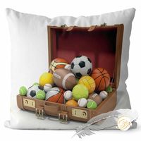 Poszewka 3D bawełna satyna 40x40cm PIŁKI