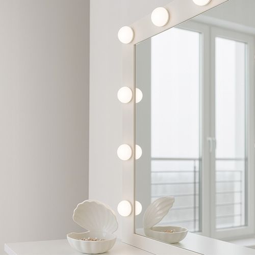 TOALETKA KOSMETYCZNA 90cm BIAŁA Z LUSTREM I OŚWIETLENIEM LED STORMY na Arena.pl