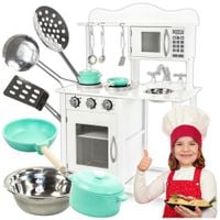 Kuchnia kuchenka mikrofalowa duża drewniana piekarnik dla dzieci +akcesoria