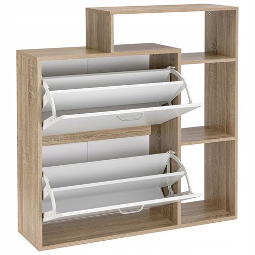 SZAFKA NA BUTY OBUWIE WĄSKA BIAŁA DĄB SONOMA Z REGAŁEM PÓŁKI DO na Arena.pl