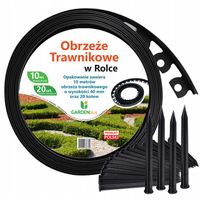 Obrzeże ogrodowe trawnikowe 20 metrów 40 kołków - Border czarny 40 mm