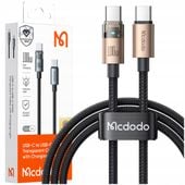 mcdodo kabel usb-c szybkie ładowanie usb typ c 5a 100w 1m led złoty