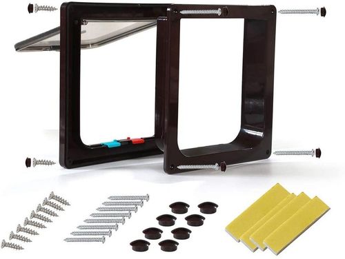 DRZWI Z KLAPĄ DLA PSA KOTA DRZWICZKI WAHADŁOWE KLAPA 4 SPOSOBY BRĄZ XL na Arena.pl