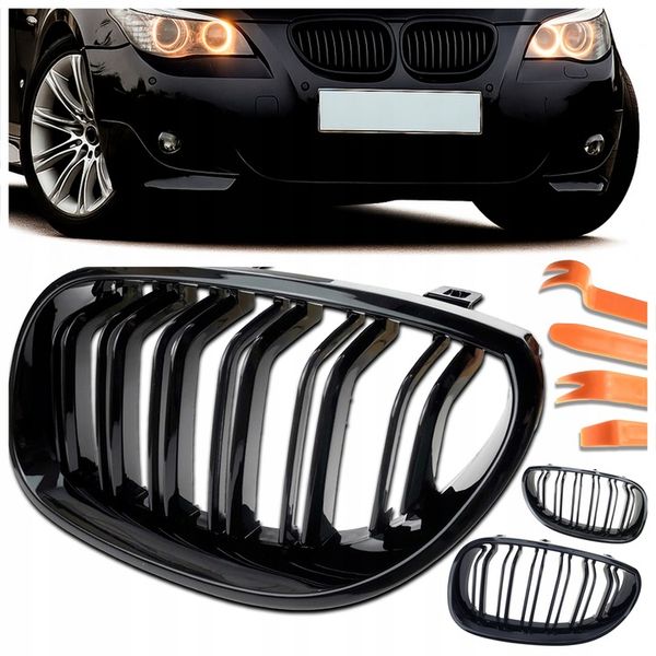 Nerki atrapa grill CZARNY POŁYSK do BMW E60 E61 M5 zdjęcie 1