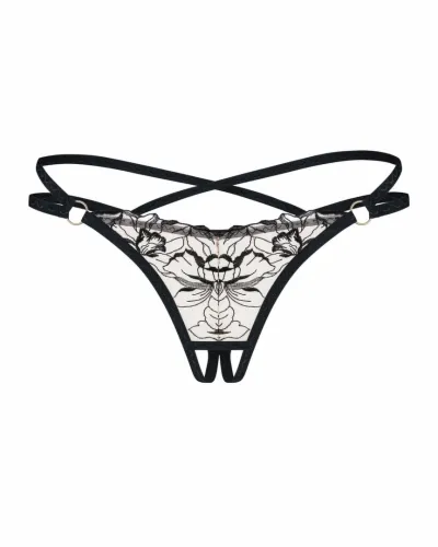 obsessive vila blanes string z otwartą częścią intymną czarny haft na Arena.pl