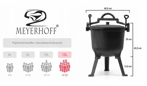 KOCIOŁEK ŻELIWNY MEYERHOFF 15L + GRATIS ŁYŻKA zdjęcie 2