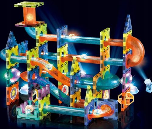 Klocki Magnetyczne Świecące Tor Kulkowy 110 Elementów Kulodrom na Arena.pl