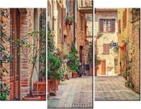 60 90CM OBRAZ 3 ELEM STARA ALEJKA TOSKANII ŚCIENNY DRUK PŁÓTNO