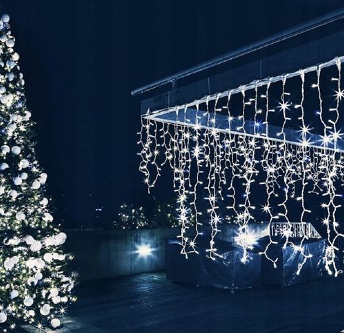 LAMPKI ZEWNĘTRZNE ŚWIĄTECZNE SOPLE 300 LED BIAŁE ZIMNE STAŁE + FLASH 12m na Arena.pl