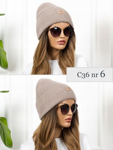 CZAPKA BEANIE prążkowana WEŁNIANA ZIMOWA CIEPŁA KOLORY JAKOŚĆ PREMIUM na Arena.pl