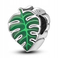 Zawieszka SREBRO 925 Charms Koralik Liść Monstera