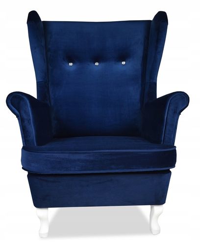 Fotel uszak ARI z podnóżkiem skandynawski Family Meble chabrowy indygo na Arena.pl