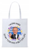 Donald Tusk Platforma Torba Eco Biała Shopper Z Nadrukiem Ze Zdjęciem