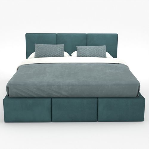 ŁÓŻKO TAPICEROWANE 180x200 ŁÓŻKO PODWÓJNE Z POJEMNIKIEM TURKUSOWE na Arena.pl