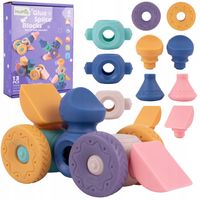 KLOCKI KONSTRUKCYJNE MIĘKKIE SENSORYCZNE GUMOWE KREATYWNE UKŁADANKA 13 EL.