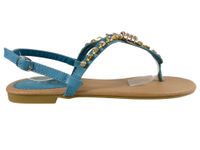 Niebieskie sandały z cyrkoniami płaskie buty damskie 40