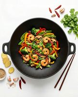 PATELNIA WOK ŻELIWNA 36 CM CZARNA DO SMAŻENIA I DUSZENIA Ø36 CM × 11 CM